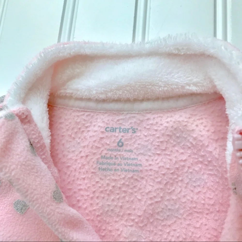 •Carter’s• pink heart fleece sleeper